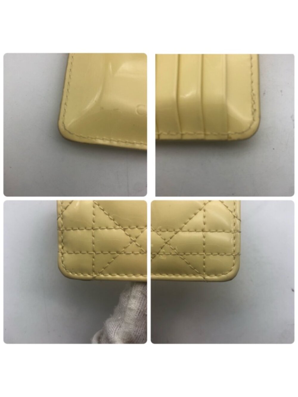 Dior Lady Wallet Fragment Case Lotus Yellow Card Coin Purse - Picture 4 of 7